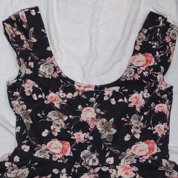 SPEECHLESS PEPLUM BLACK FLORAL PENCIL SKIRT DRESS SLEEVELESS WOMEN'S SIZE L - Picture 2 of 8